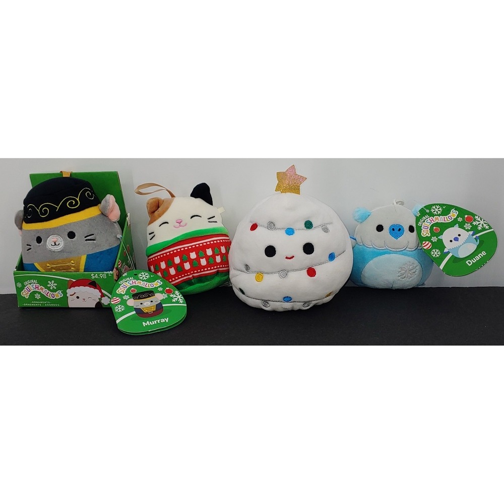 Squishmallow Christmas Plush Ornament Murray Cam Duane Clip Jingle Nick Lot Of 4